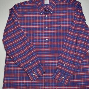 Brooks Brothers Red and Blue Plaid Men's Shirt Long Sleeve Size XL Regent Fit